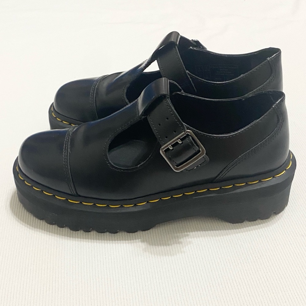 Dr. Martens Bethan Mary Jane Platform Black Leather Shoes - Picture 2 of 8